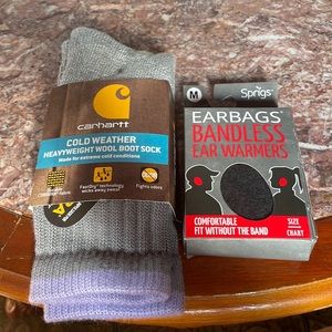 Cold Weather Bundle- Heavy Weight Wool (S) Boot Sock and Ear Warmers(M)